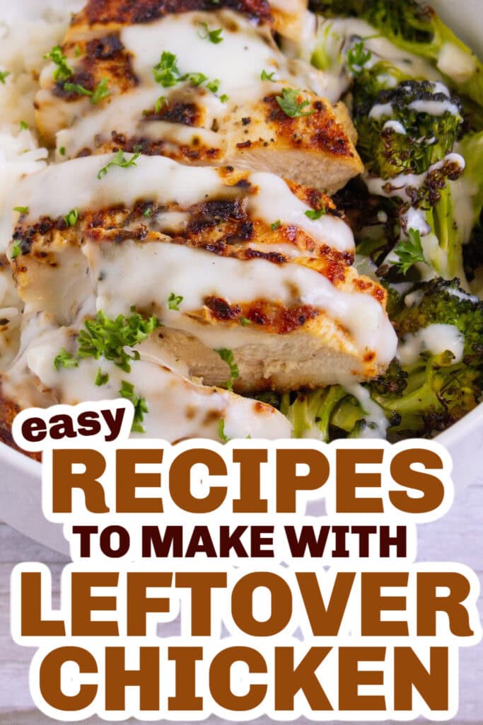 leftover chicken recipes - Chicken and Broccoli Bowls with Creamy Garlic Sauce