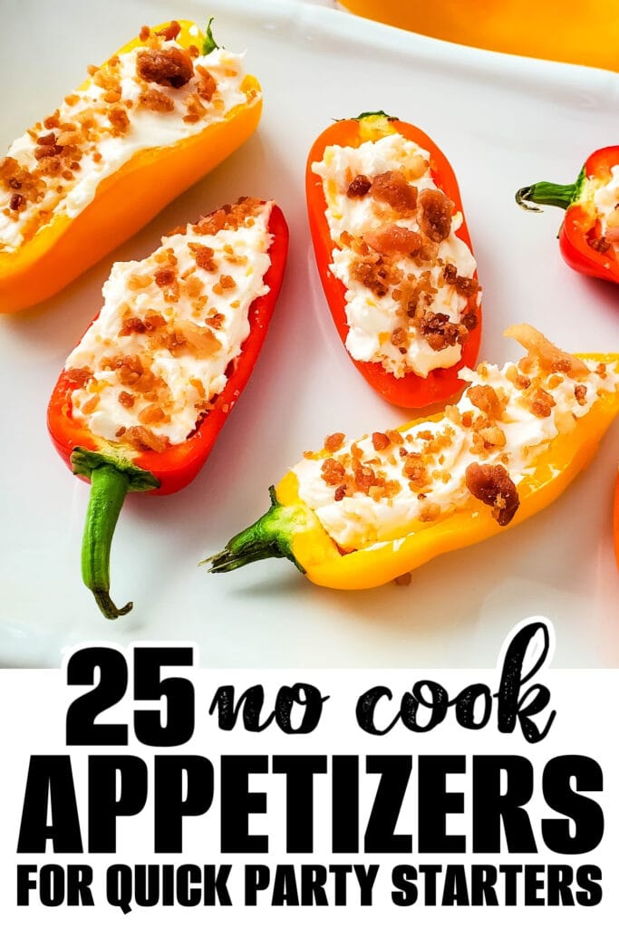 no cook appetizer - Cheesy Bacon Stuffed Mini Peppers