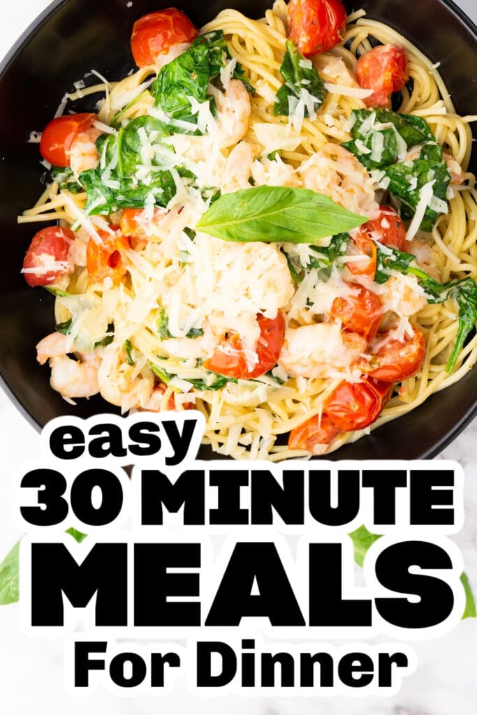30 minute meals - Spaghetti Scampi e Spinaci