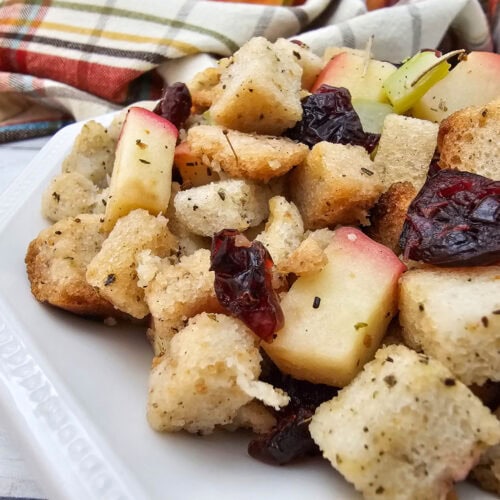 photo of the finished Apple Cranberry Stuffing