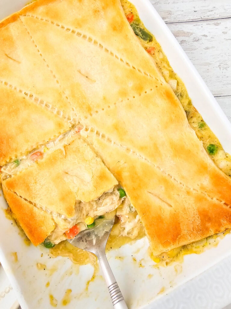 photo of the finished Chicken Pot Pie Casserole