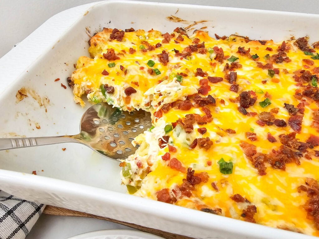 photo of the finished Cracked Out Chicken Tatertot Casserole