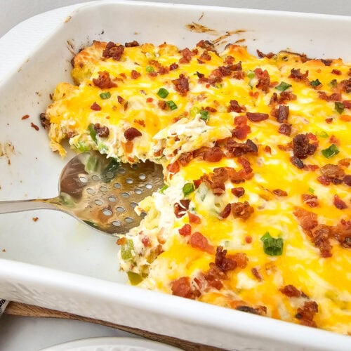 photo of the finished Cracked Out Chicken Tatertot Casserole