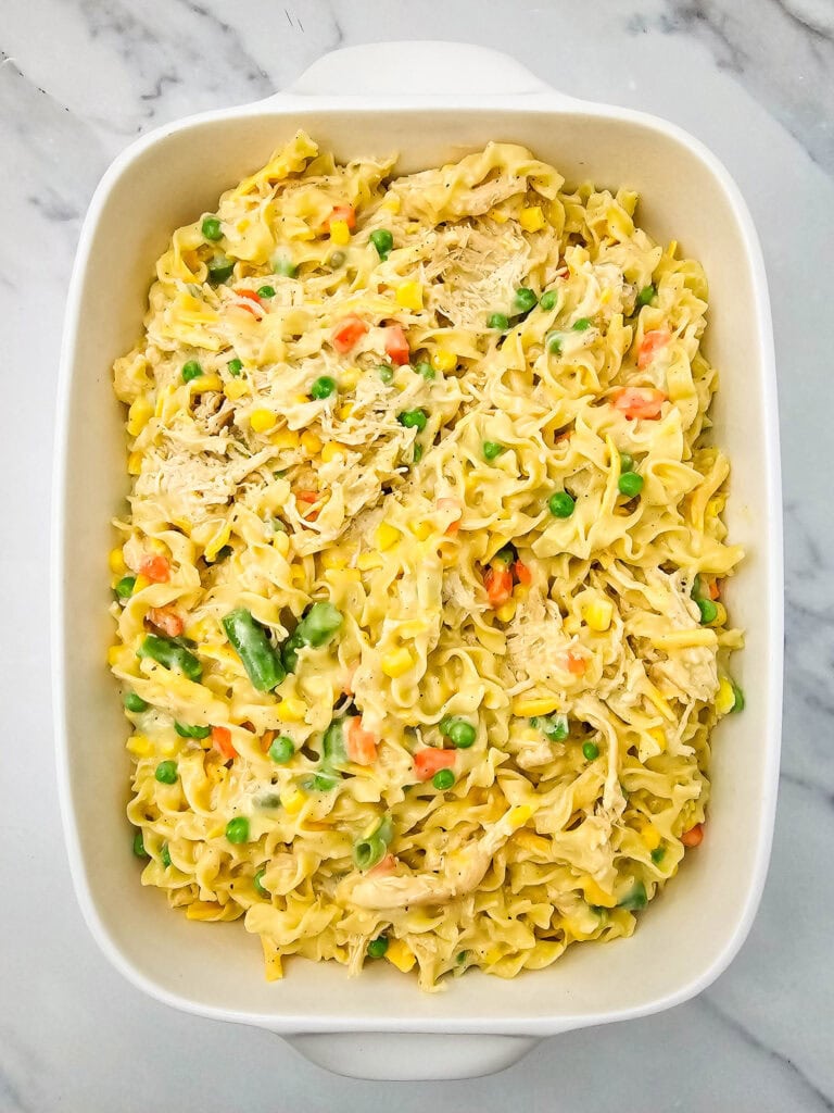 chicken noodle casserole process photo
