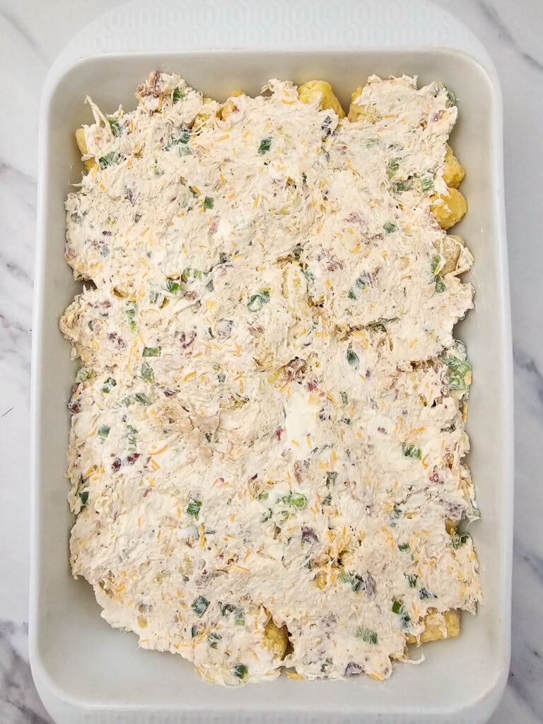 tater tot casserole process photo