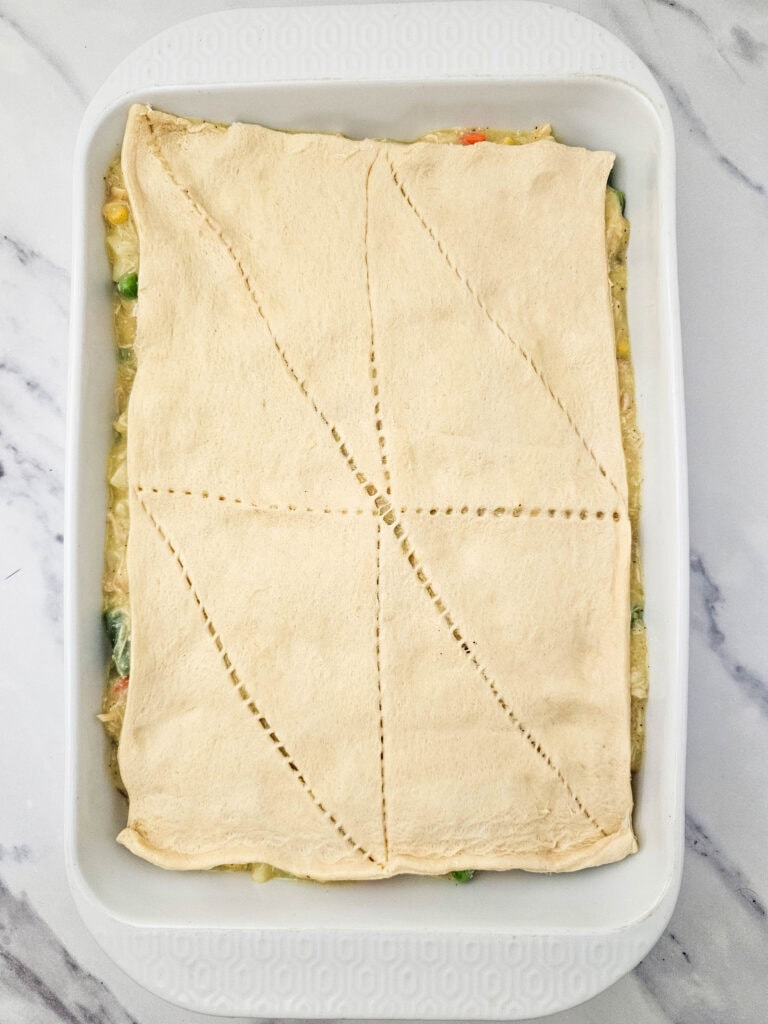chicken pot pie casserole process photo