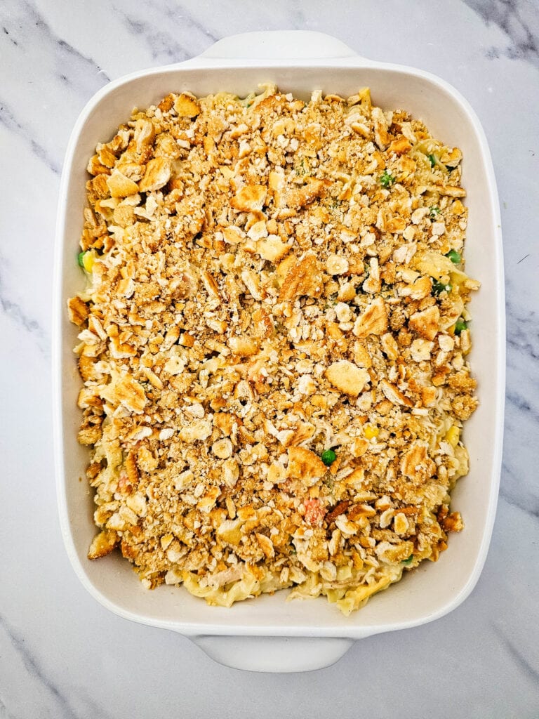 chicken noodle casserole process photo