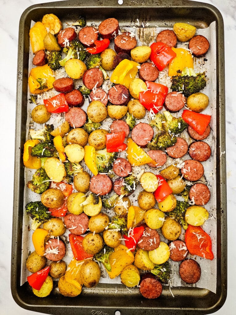 Sheet Pan Sausage and Veggies Process Photo