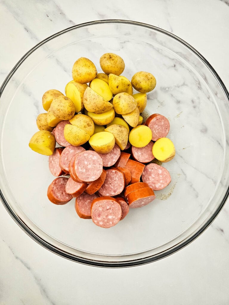 Sheet Pan Sausage and Veggies Process Photo