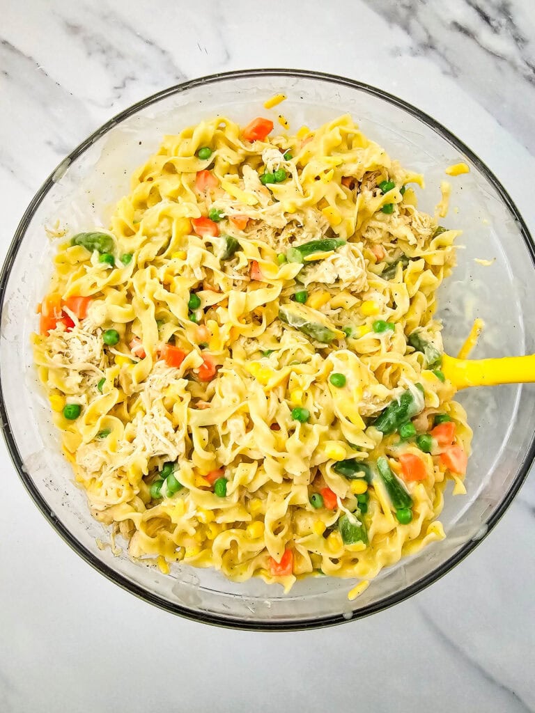 chicken noodle casserole process photo