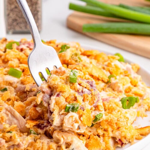 photo of the finished Ritz Cracker Chicken Casserole