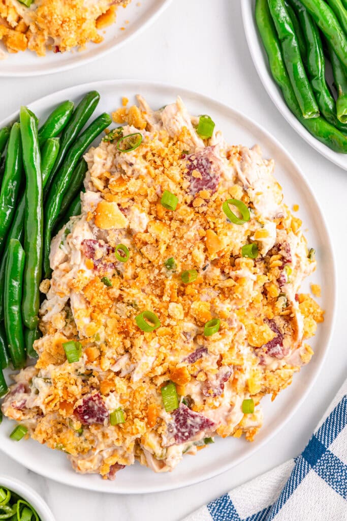 photo of the finished Ritz Cracker Chicken Casserole