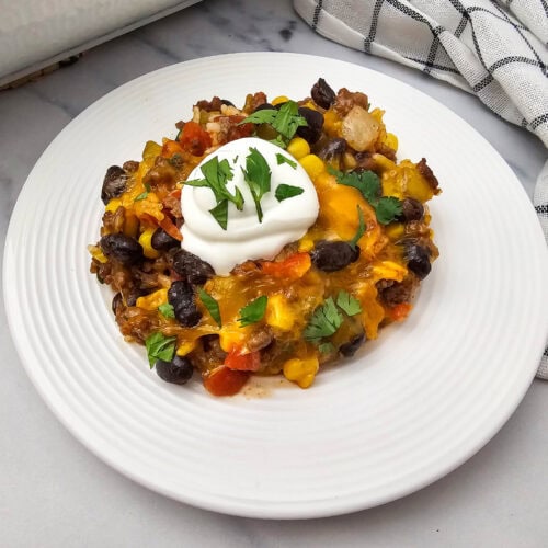 photo of the finished Taco Rice Casserole