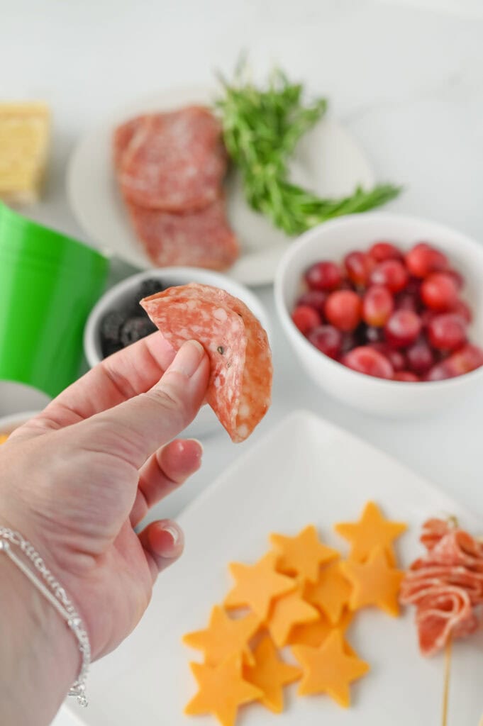 christmas charcuterie cups process photo