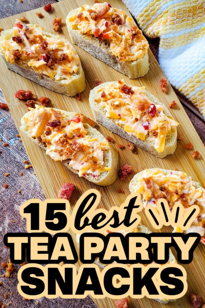 tea party snacks - Pimento Cheese and Bacon Crostini