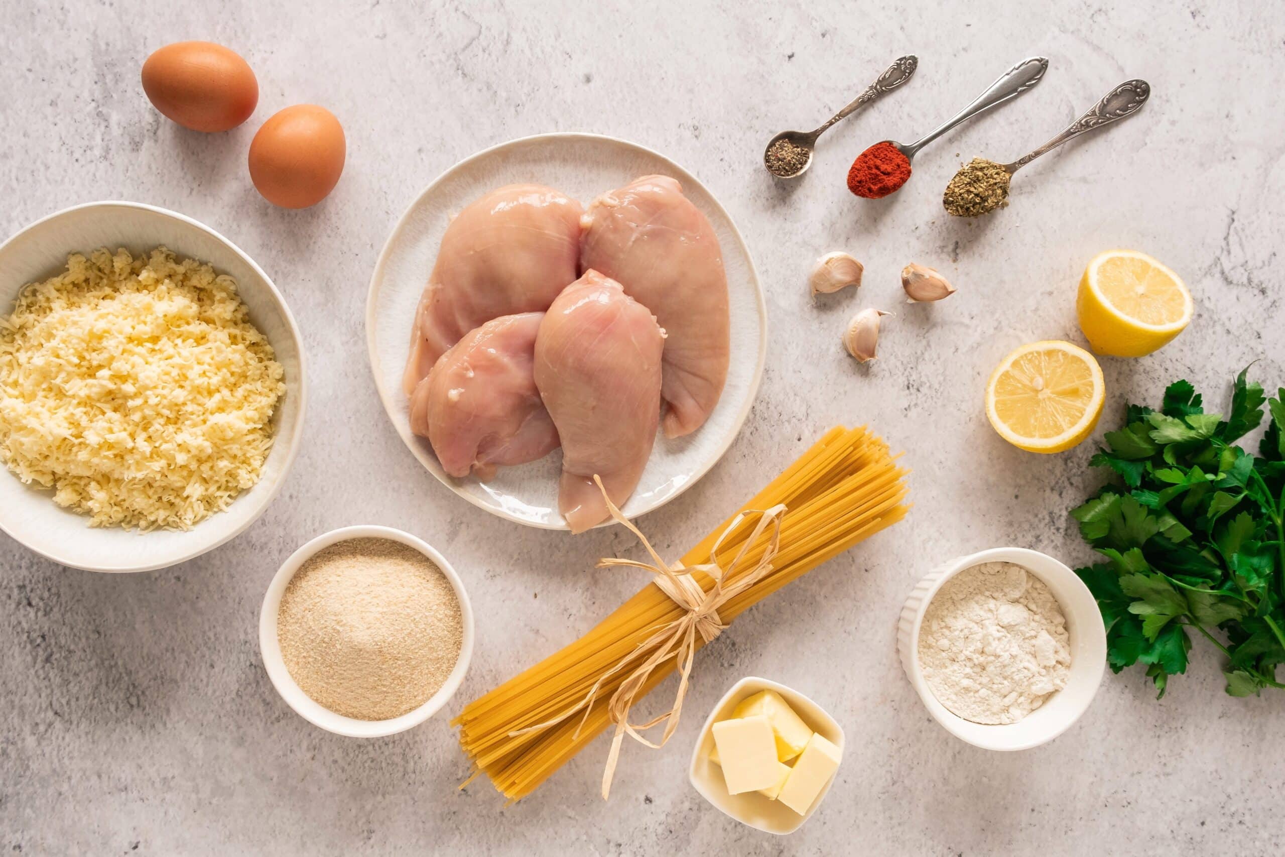 Crispy Lemon Garlic Chicken with Pasta Ingredients
