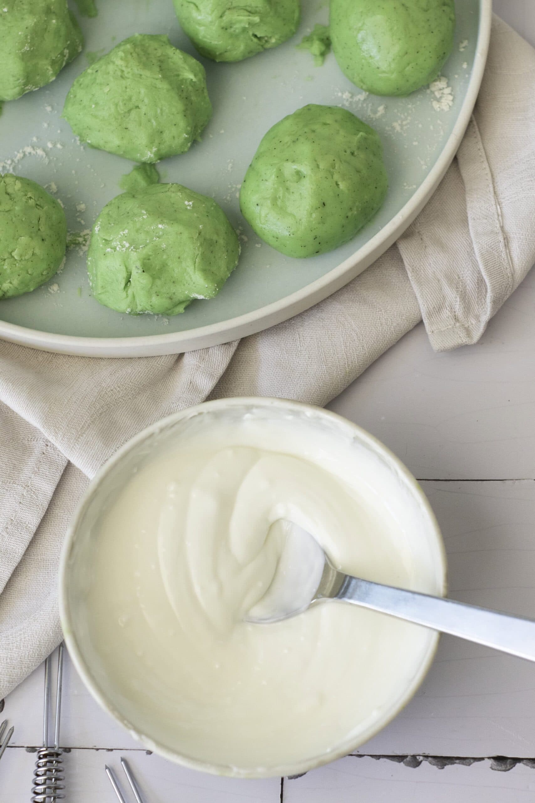 st. patricks day green tea truffle process photo