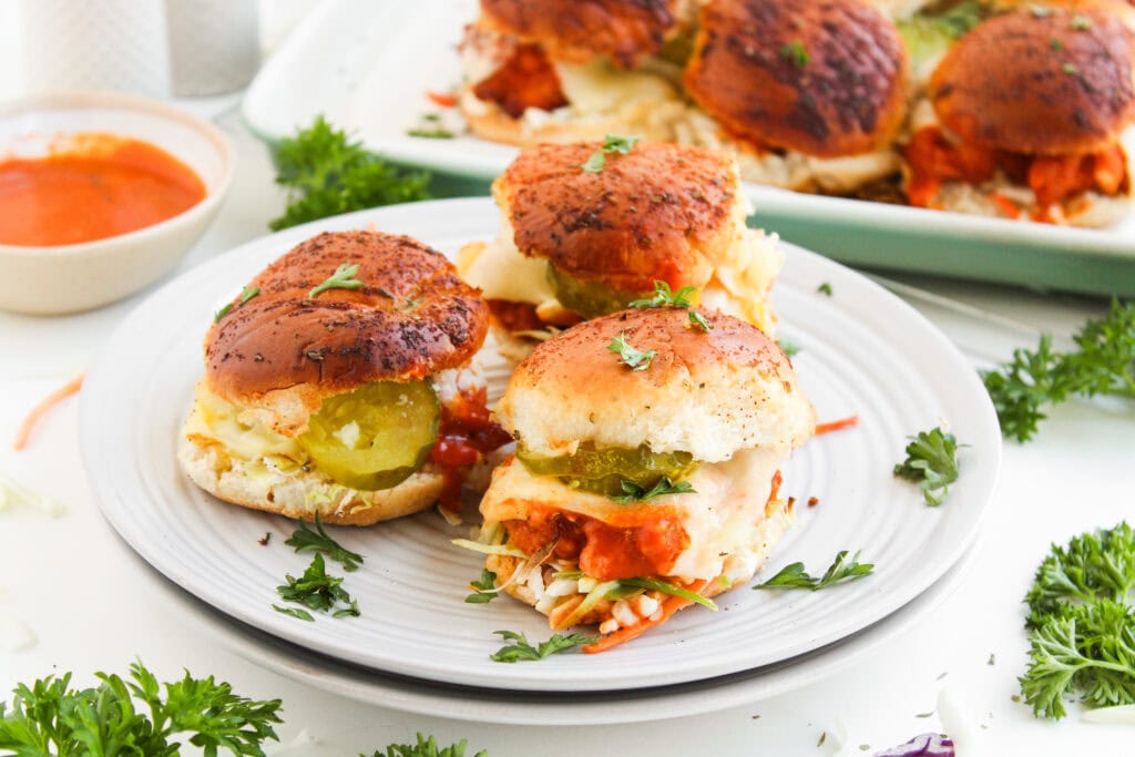 photo of the finished buffalo chicken sliders