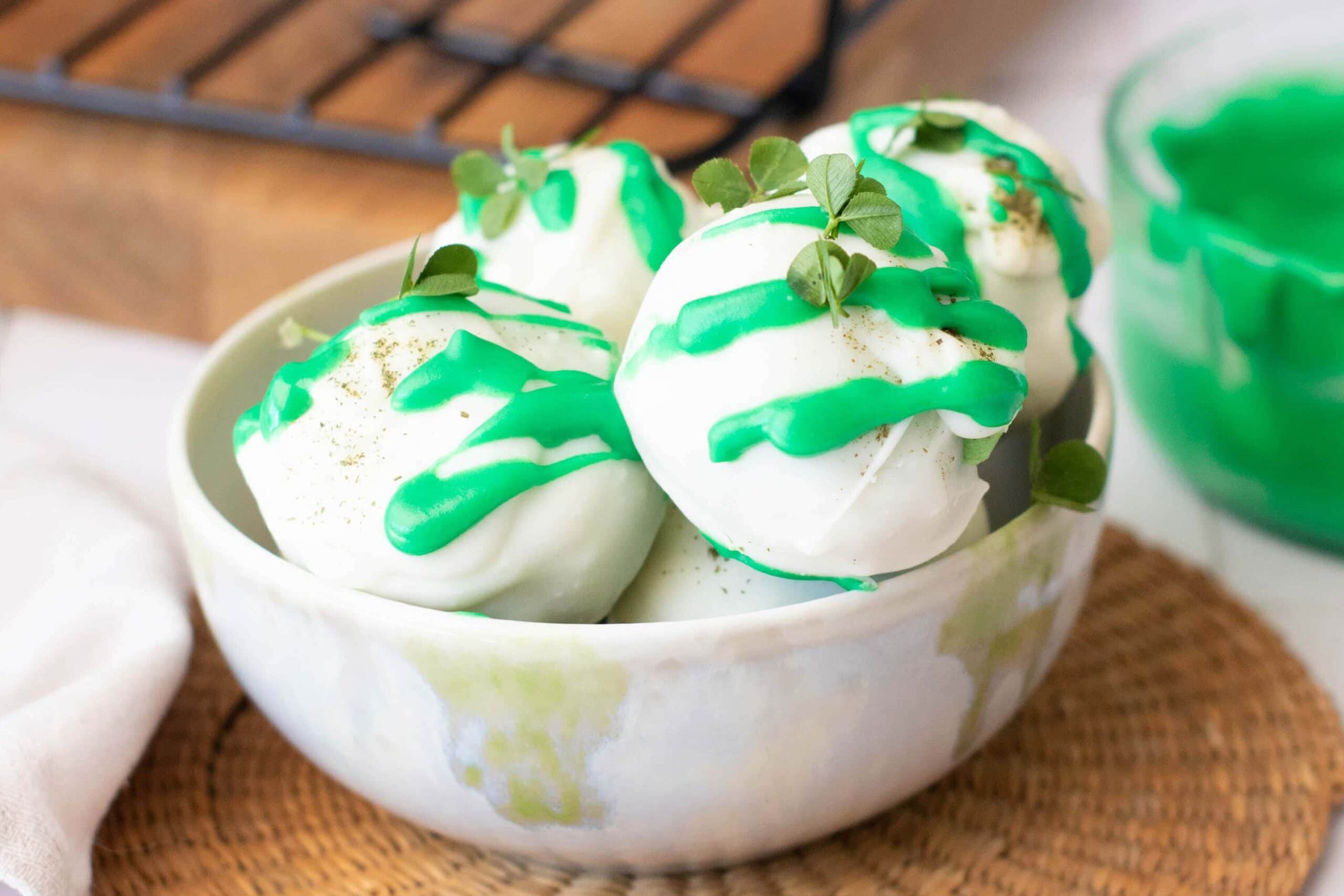photo of the finished Saint Patrick's Day Green Tea Truffles