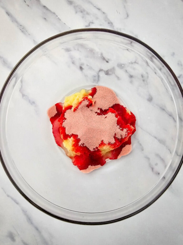 strawberry fluff salad process photo