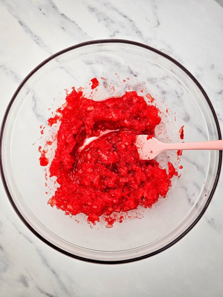 strawberry fluff salad process photo