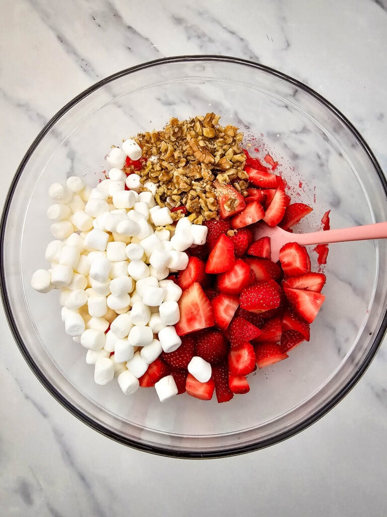 strawberry fluff salad process photo