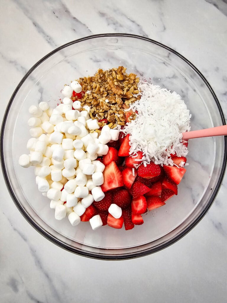 strawberry fluff salad process photo