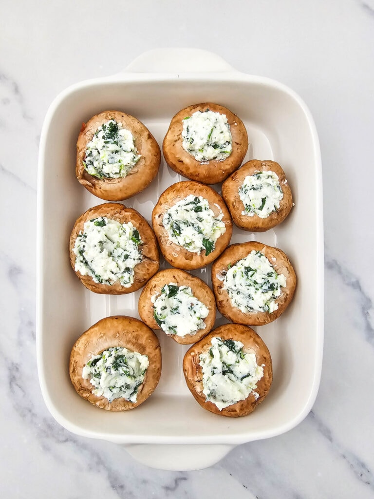Spinach and Ricotta Stuffed Mushrooms Process Photo