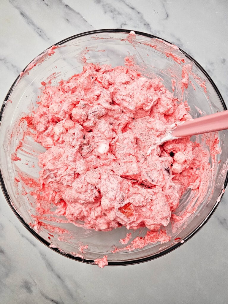 strawberry fluff salad process photo