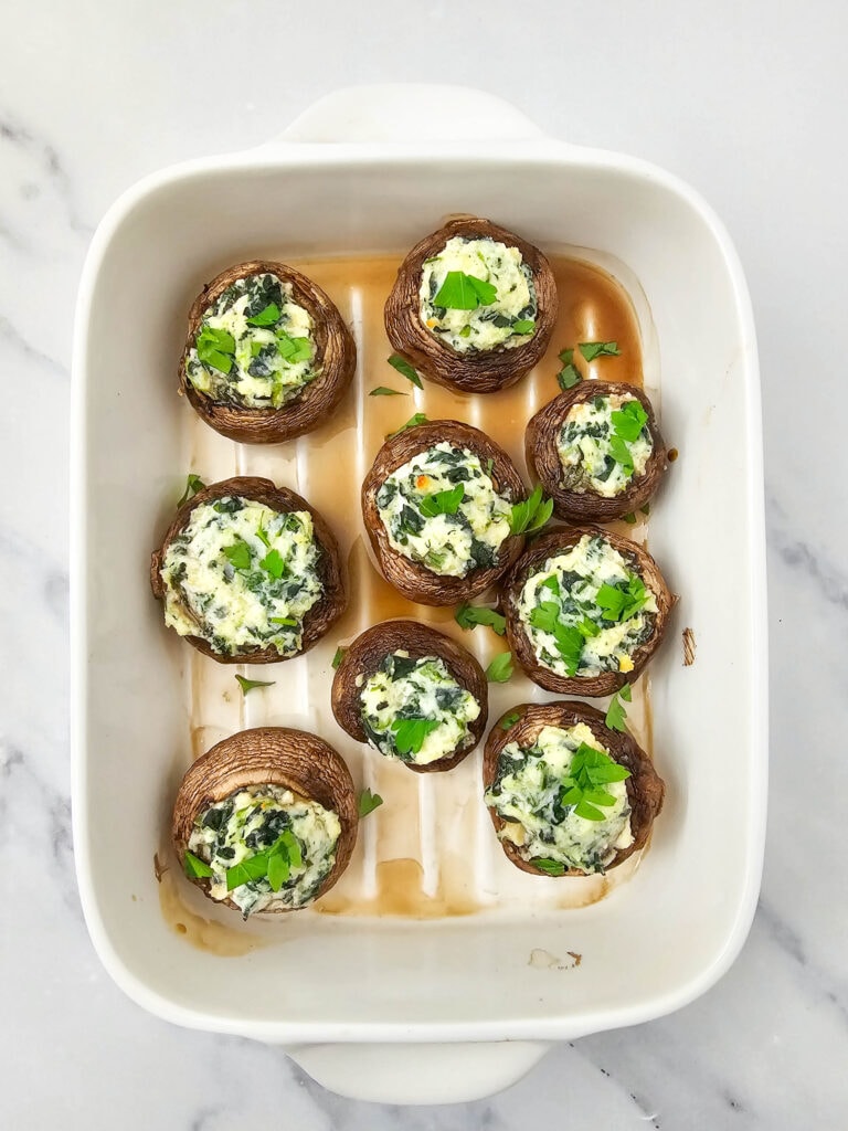 Spinach and Ricotta Stuffed Mushrooms Process Photo