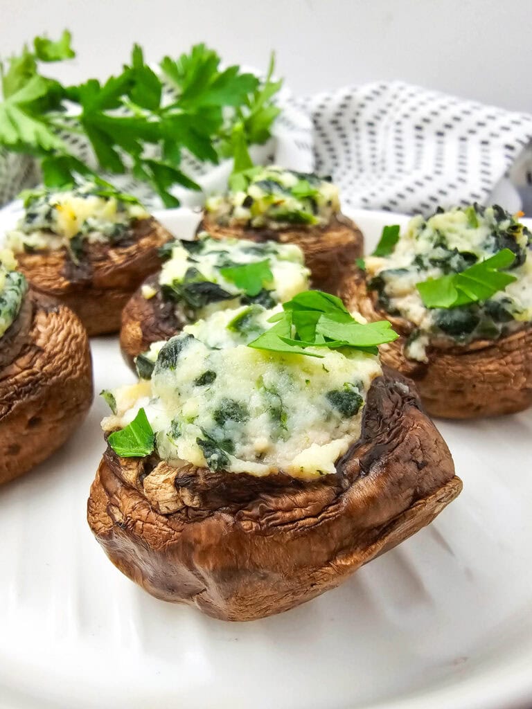 photo of the finished Spinach and Ricotta Stuffed Mushrooms