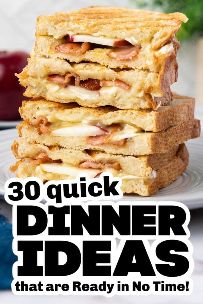 quick dinner ideas -Apple, Brie, and Bacon Panini with Sweet Honey Drizzle