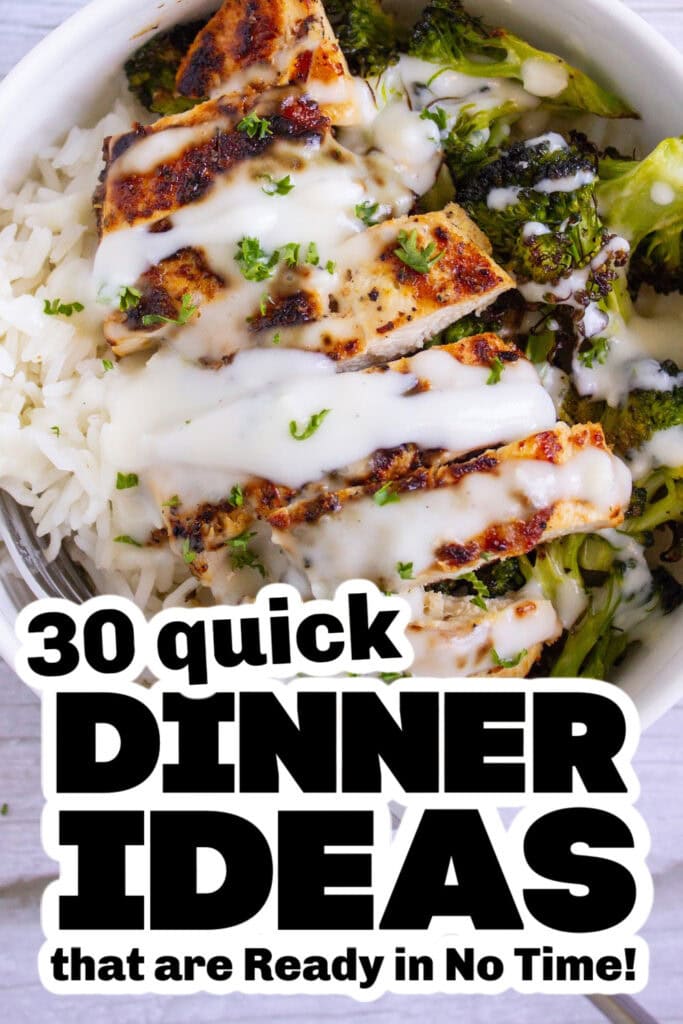 quick dinner ideas - Chicken and Broccoli Bowls with Creamy Garlic Sauce