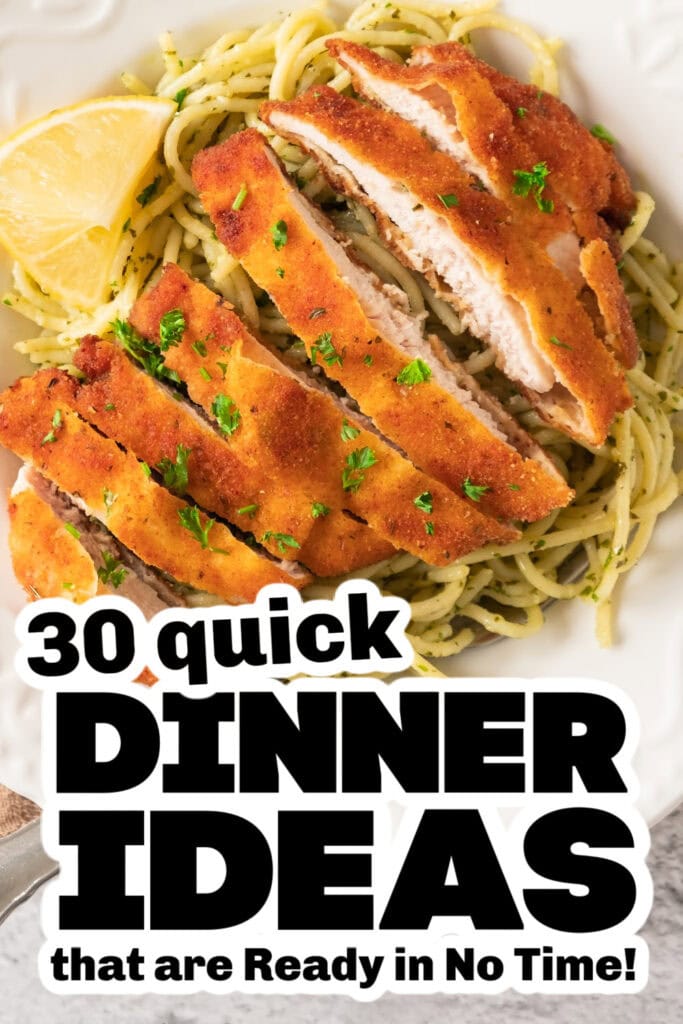 quick dinner ideas -Crispy Lemon Garlic Chicken Spaghetti