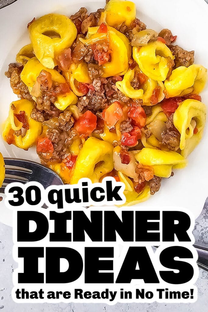 quick dinner ideas -One-Pan Skillet Bacon Cheeseburger Tortellini
