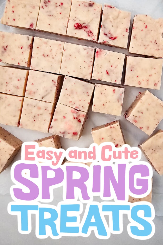 spring treats -No-Bake Strawberry Fudge Squares