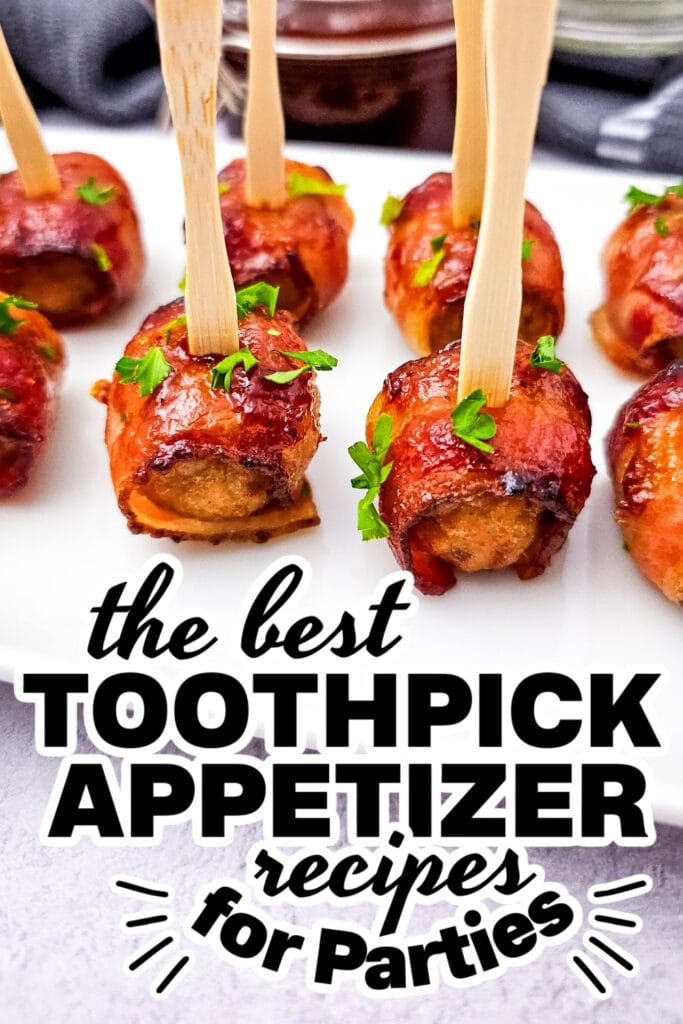 toothpick appetizers - Bacon Wrapped Meatball