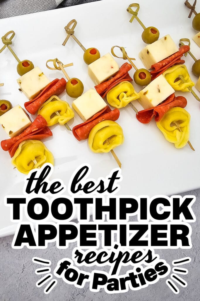 toothpick appetizers - Cheesy Tortellini Skewers