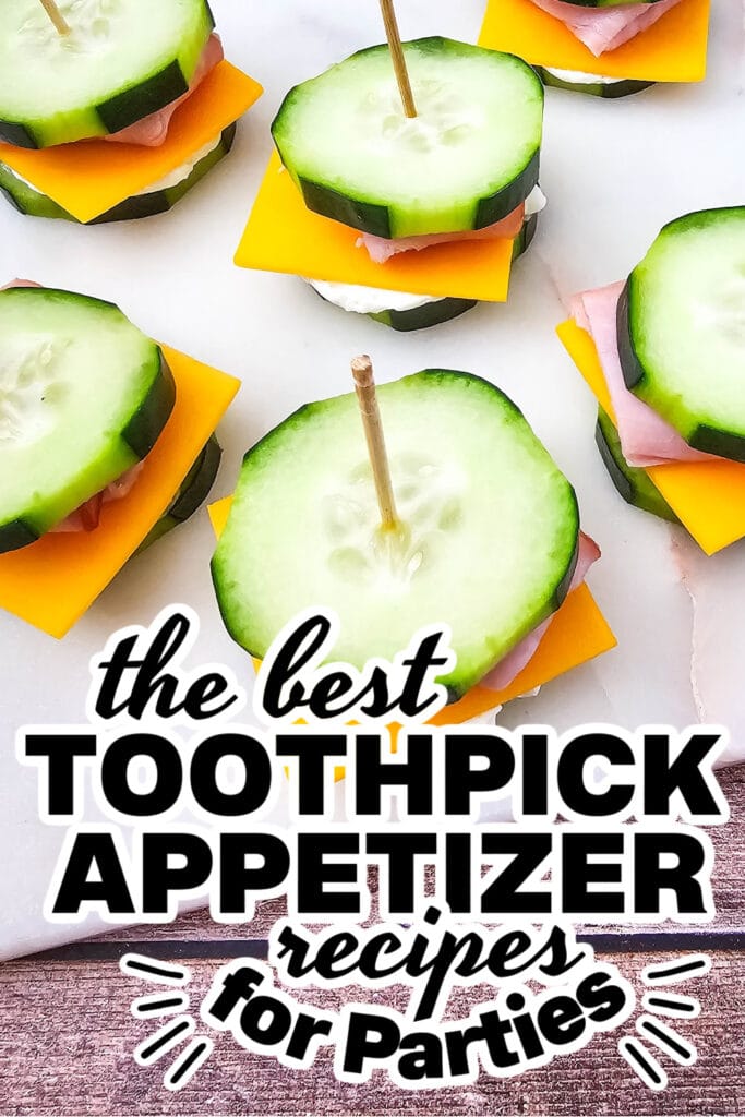 toothpick appetizers - Ham & Cheese Cucumber Sandwich Bites