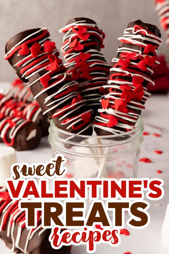 valentine's treats -Chocolate-Covered Valentine's Day Marshmallow Pops