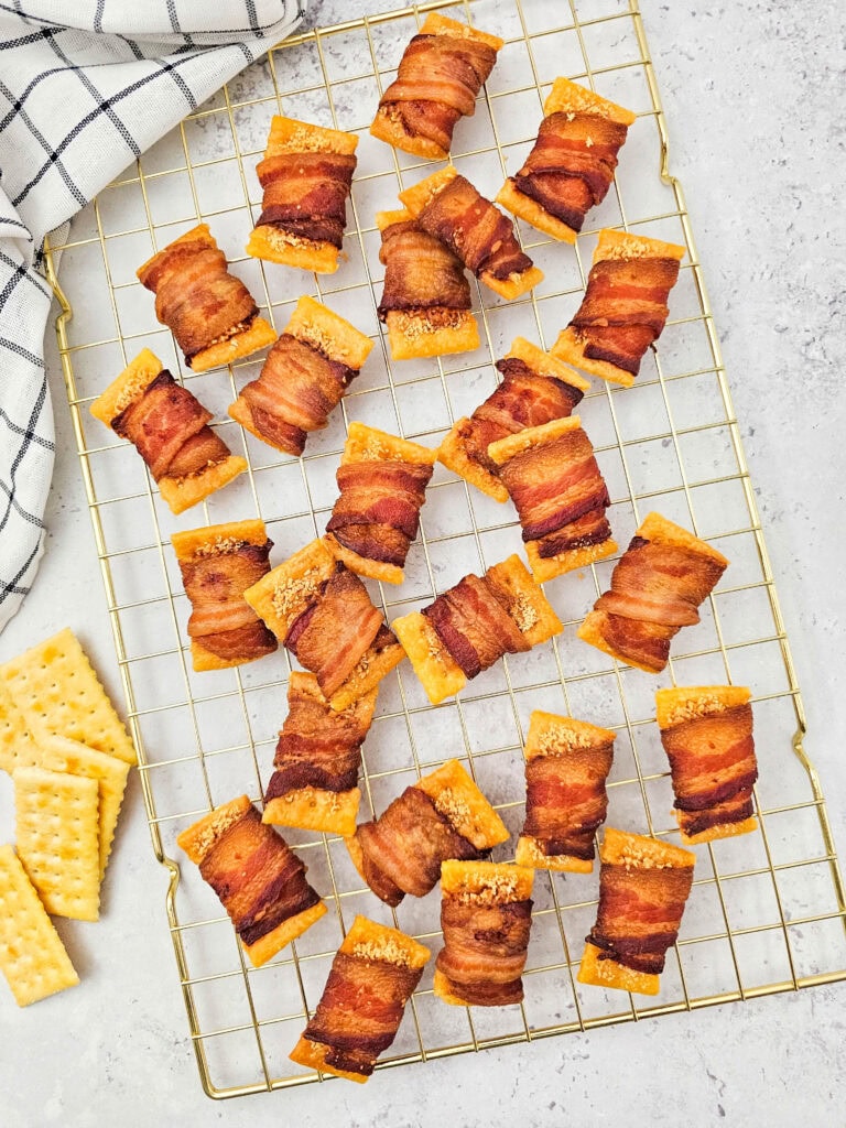 photo of the finished Bacon Wrapped Crackers