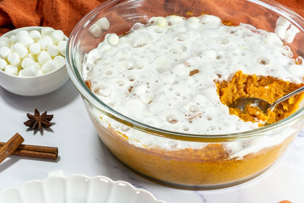 photo of the finished sweet potato casserole
