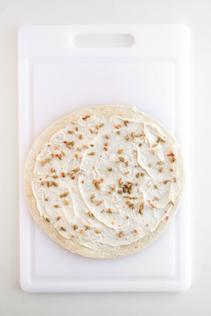 rainbow veggie pinwheels process photo