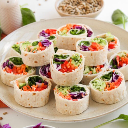 photo of the finished rainbow veggie pinwheels