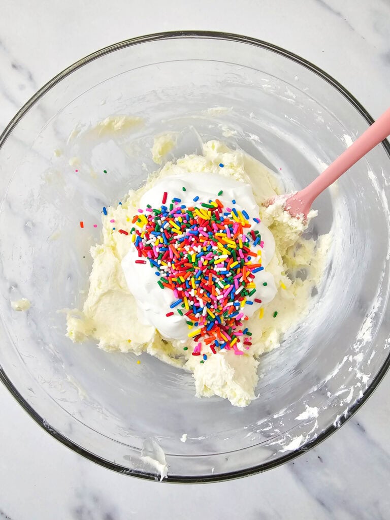 funfetti cheesecake bars process photo