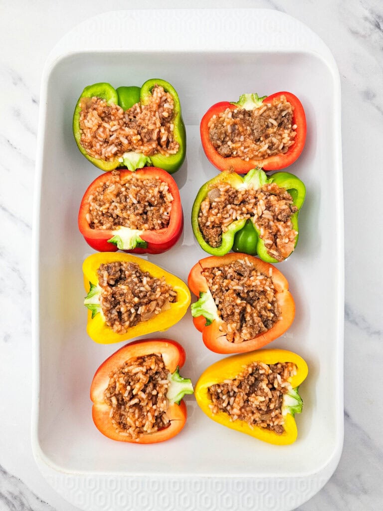 classic stuffed peppers process photo