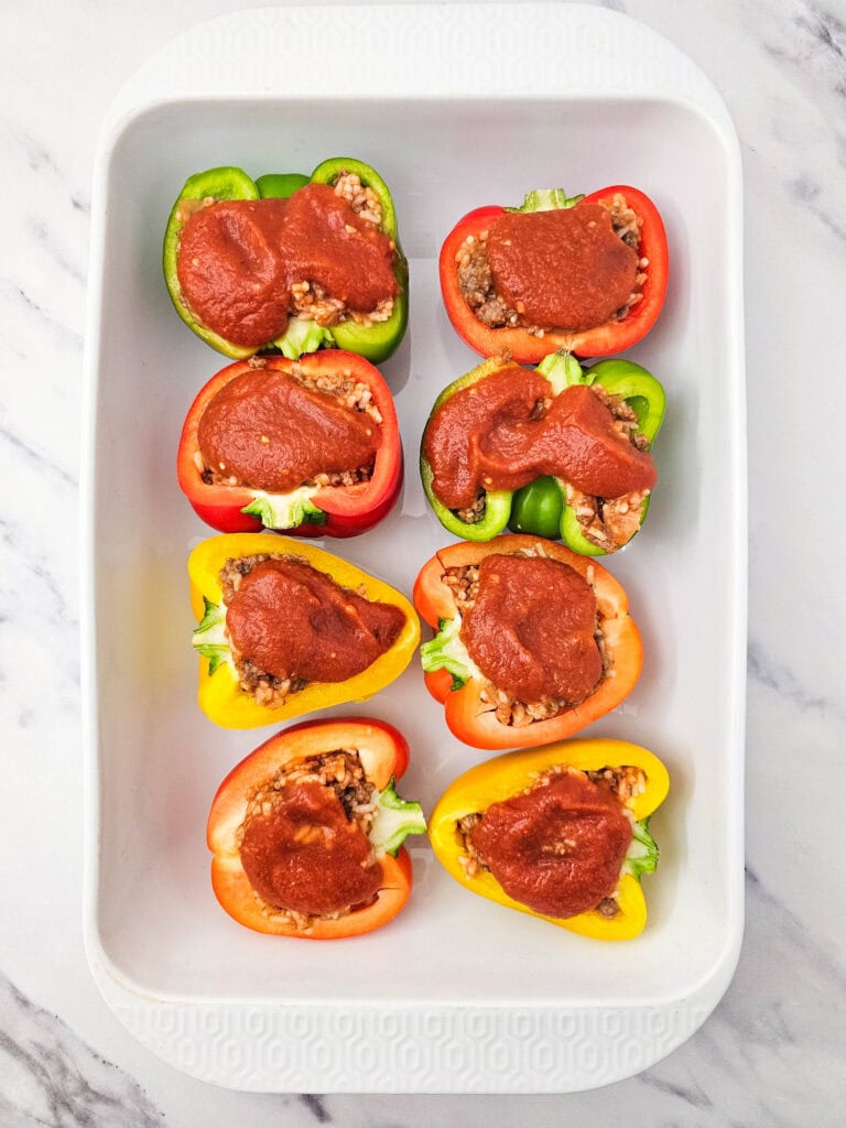 classic stuffed peppers process photo