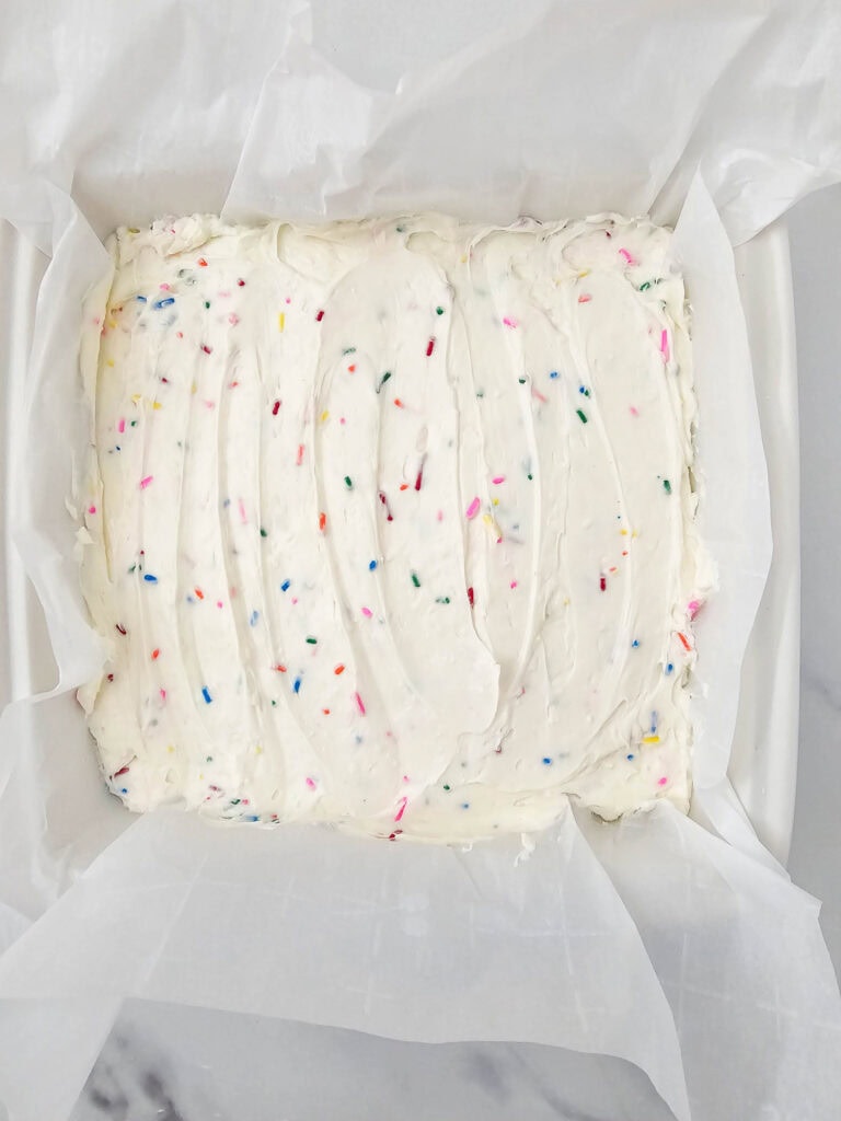funfetti cheesecake bars process photo