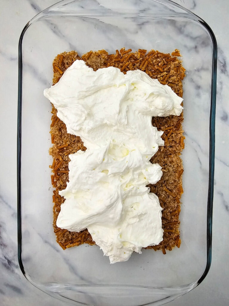 strawberry pretzel salad process photo