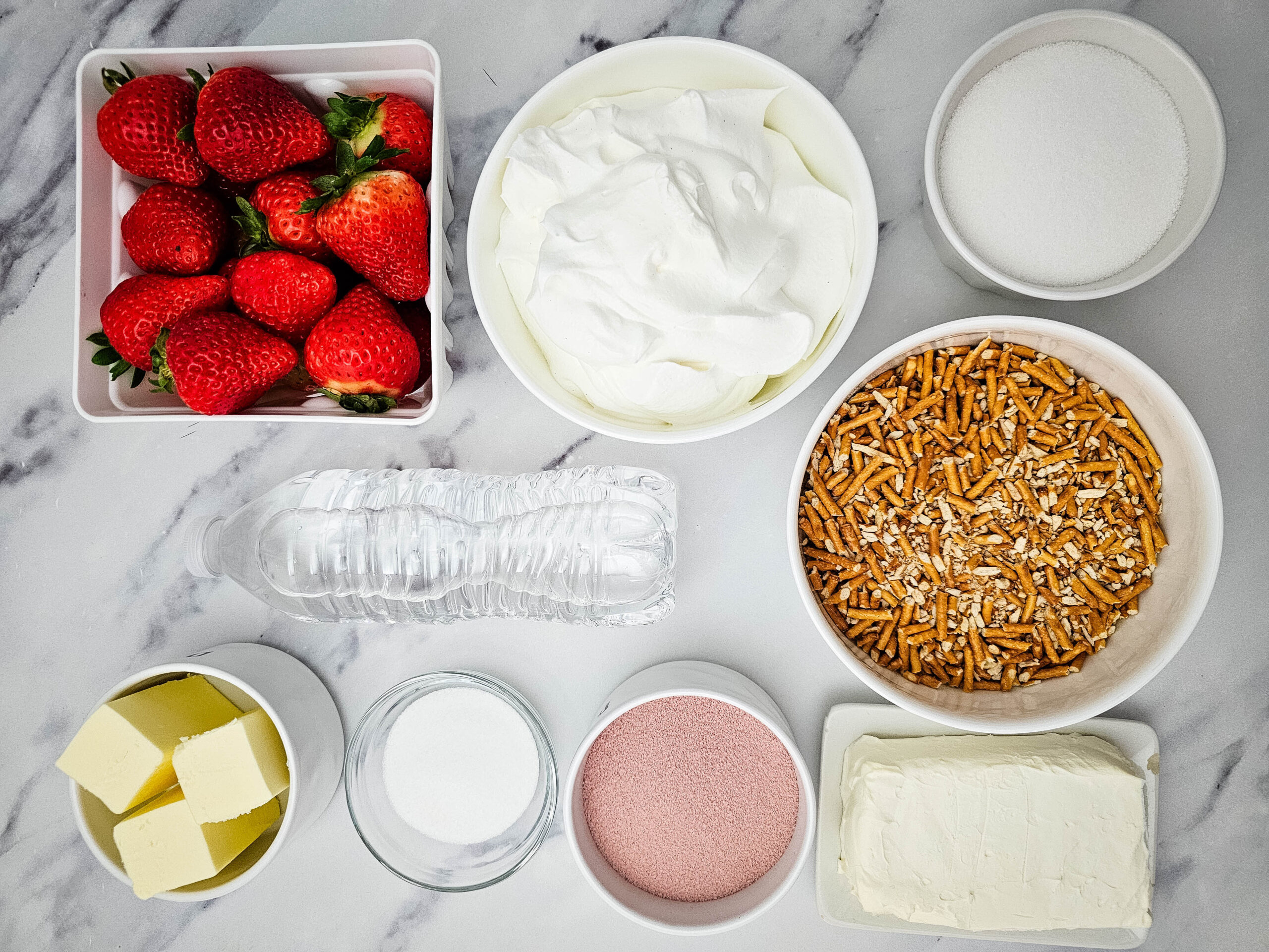 Strawberry Pretzel Salad Process Ingredients